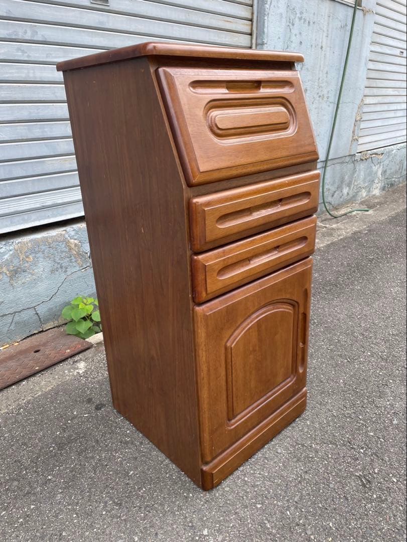 ライティングビューロー　木製電話台 引き出し付き ブラウン