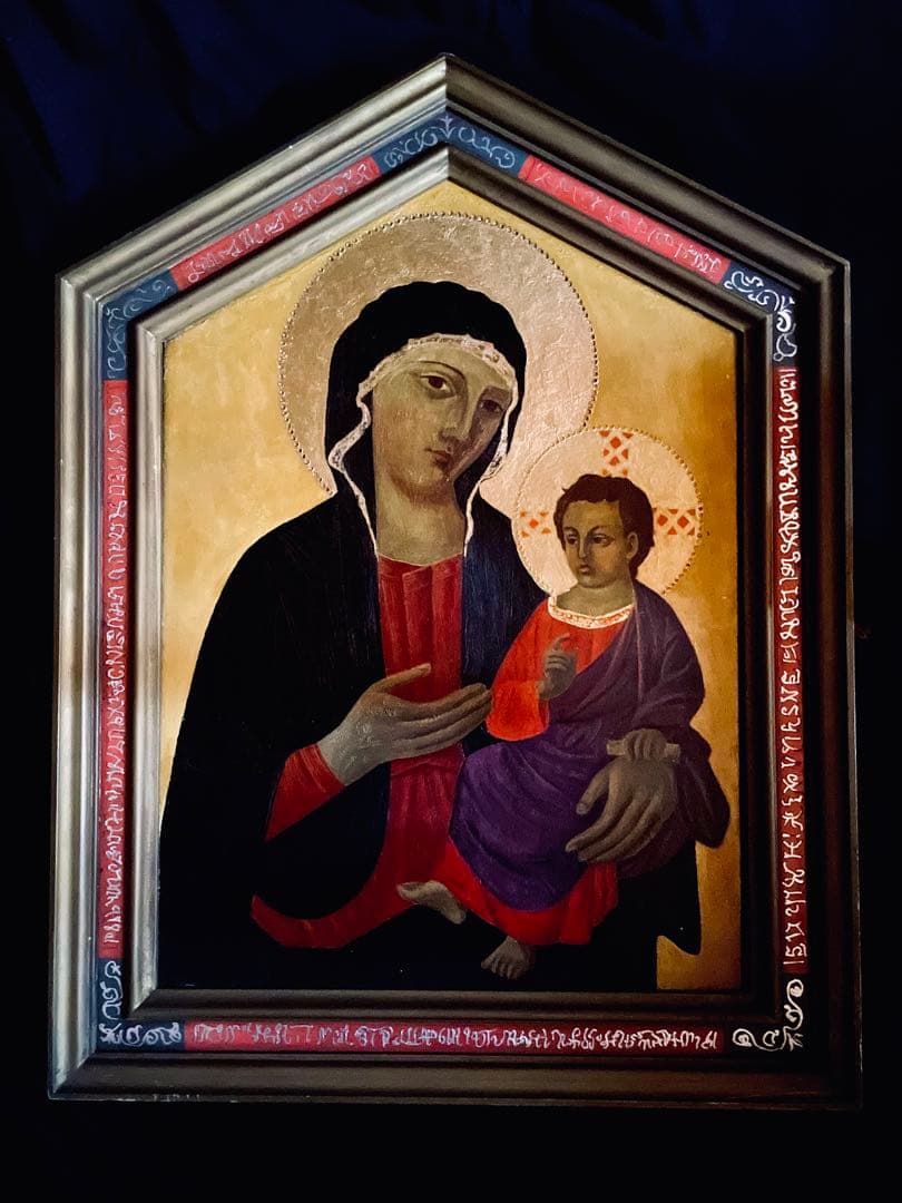 専用【本物保証】聖母子像 イコン画 ロシア正教 キリスト 宗教 テンペラ 油彩