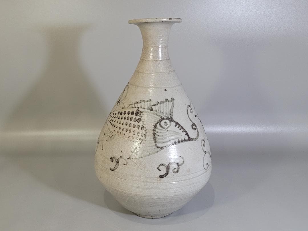 古美術 李朝 魚紋 花瓶