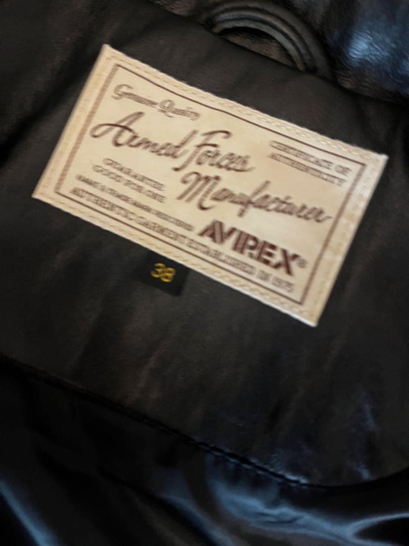 ル*読様 AVIREX トラッカーライダースレザージャケット38 ゴートスキン