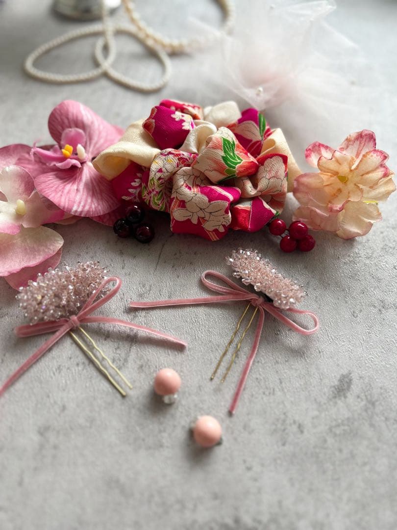 a*✿様 七五三　七五三髪飾り　ヘッドドレス　着物髪飾り　リメイク髪飾り　040