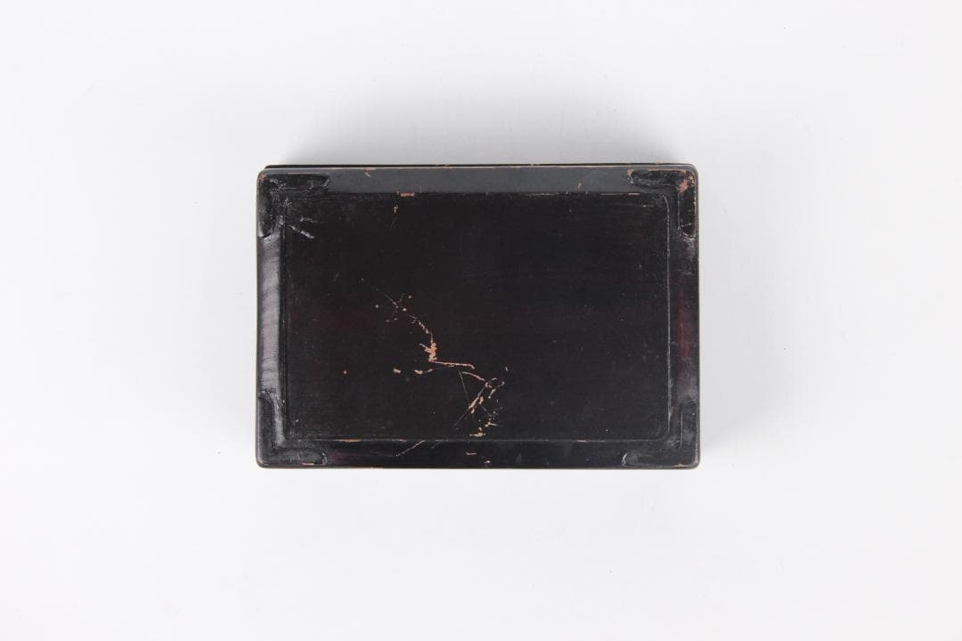 端渓硯 文房具　硯　長方形石硯　木製硯箱付　書道具　古道具　ES1-8