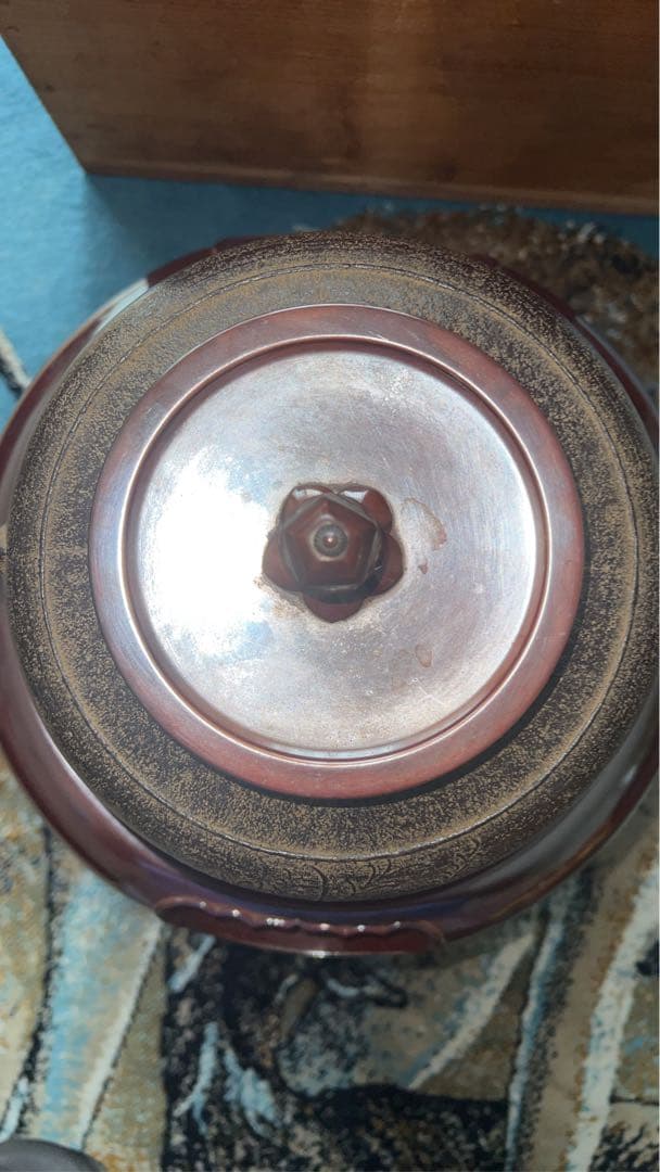 唐銅朝鮮風炉真形釜添　和田美之助 造　共箱　茶器茶道具　風炉釜　切合風炉　切合釜