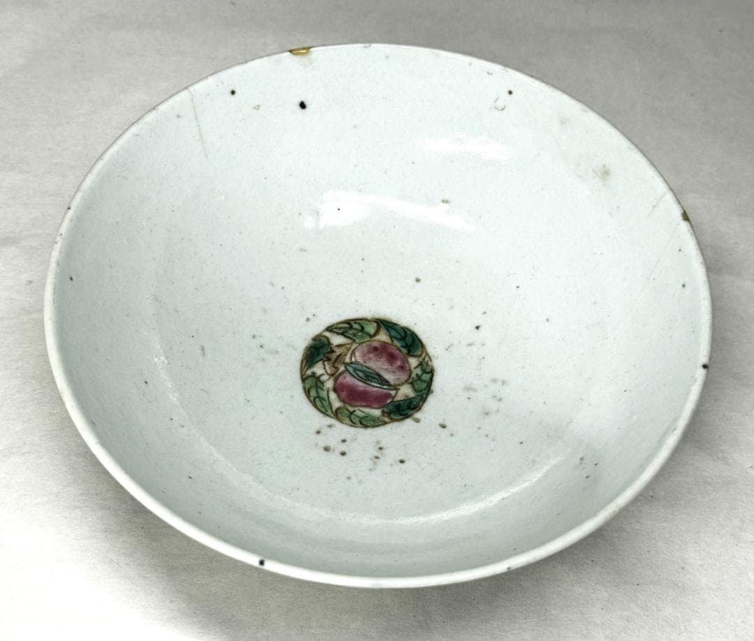 清 同治時代 粉彩花卉紋碗 歴史唐物 琺瑯彩 伝世品焼物 ウブ品 WWTT003
