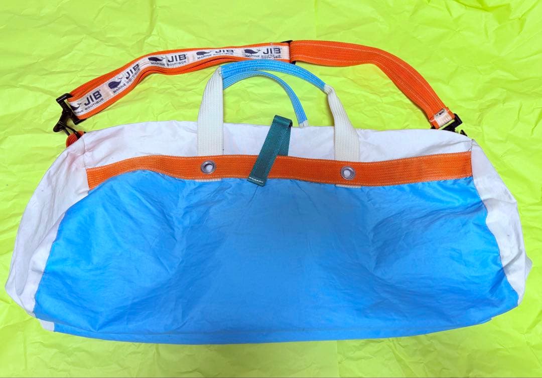 JIBボストンバッグ 水色×オレンジ×白