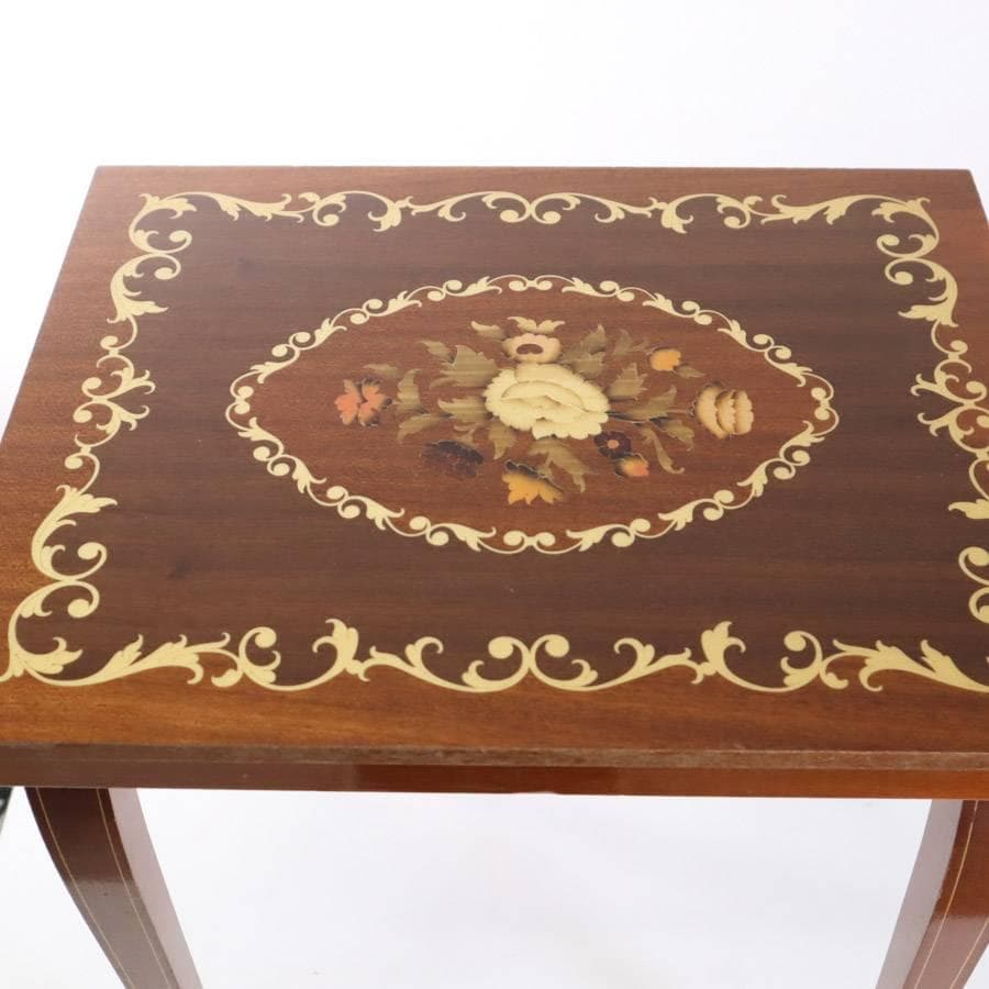 値下イタリア製 オルゴール付象嵌細工サイドテーブル 帰れソレントへ クラシカル