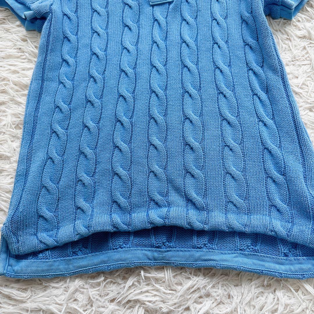 【美品】ポロラルフローレン　ケーブルニット　ポロシャツ　半袖 ロゴ　ポニー刺繍