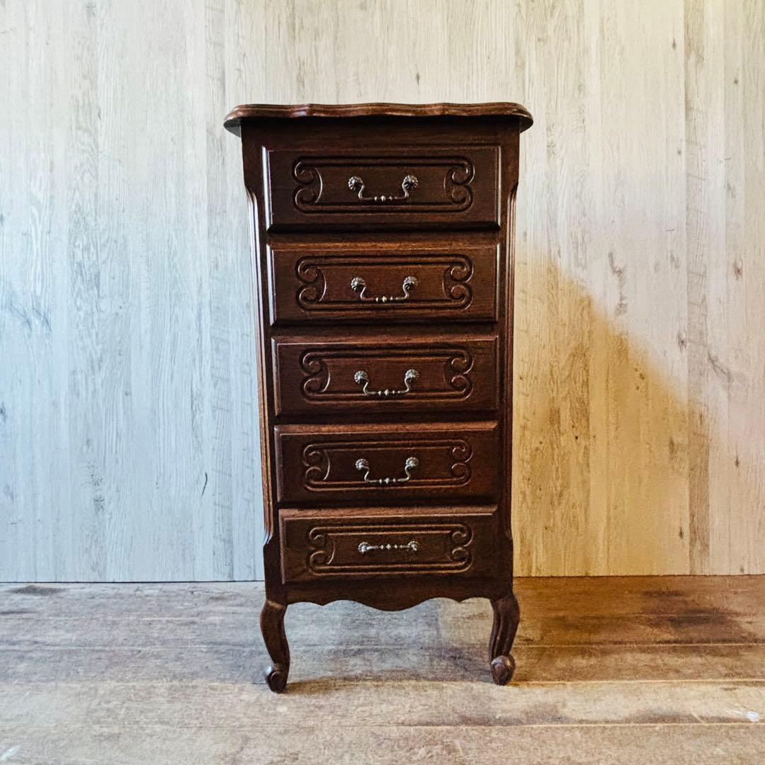 木製 5段チェスト チェスト 高級 輸入家具 ブルージュ クラシック猫脚 欧風