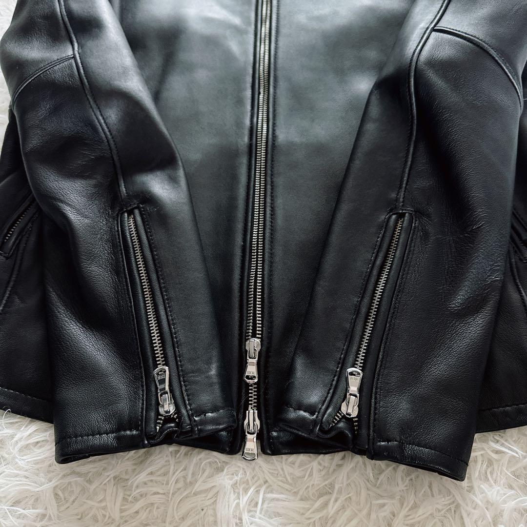 【BEAUTY&YOUTH】シングルライダースジャケット 羊革 ブラック XL
