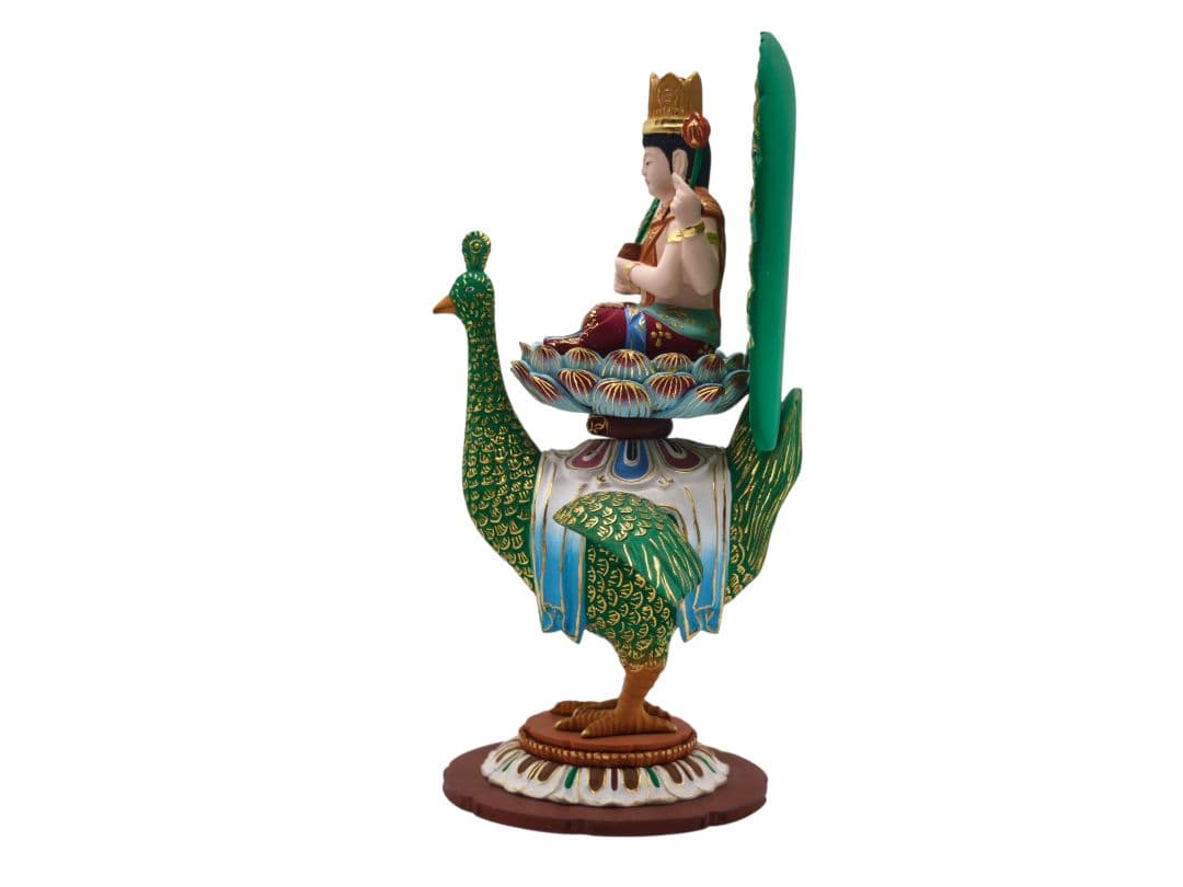 孔雀明王 極彩色 彩色仏像 2.0サイズ 約23.5cm