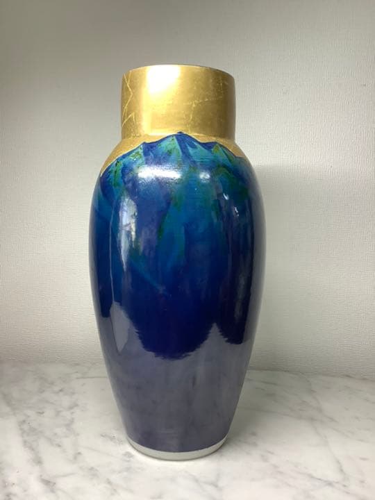 『値下げ』九谷焼　山岳図　花瓶　藤村豊秋作