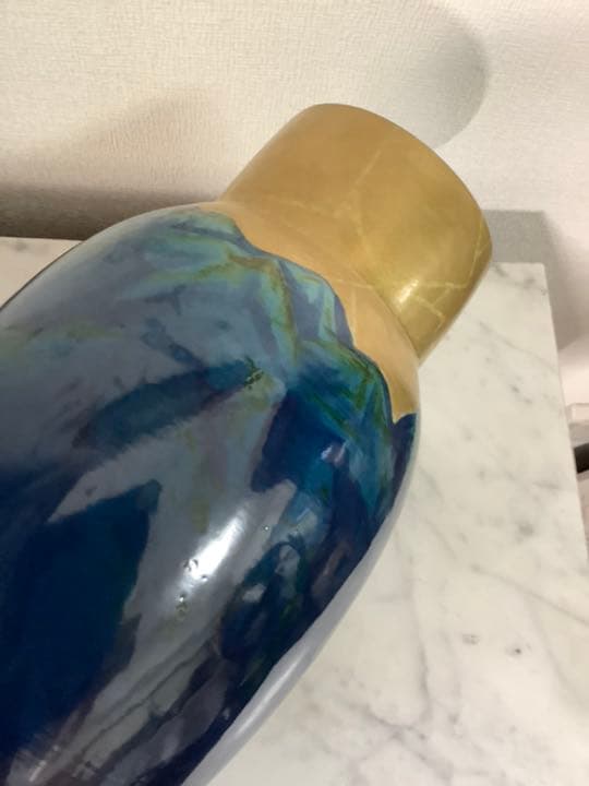 『値下げ』九谷焼　山岳図　花瓶　藤村豊秋作