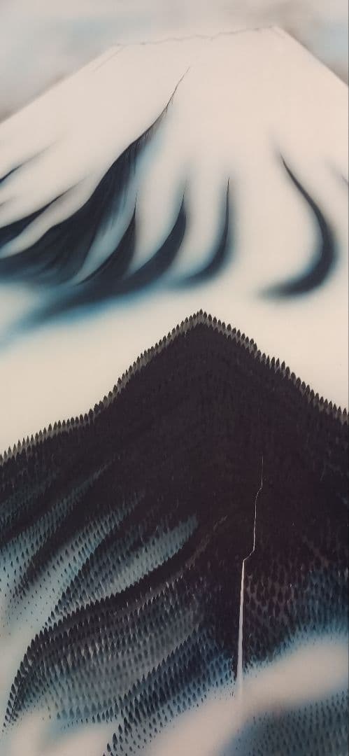 青富士、絹地の大幅に田中秀光 の真作画、送料無料です