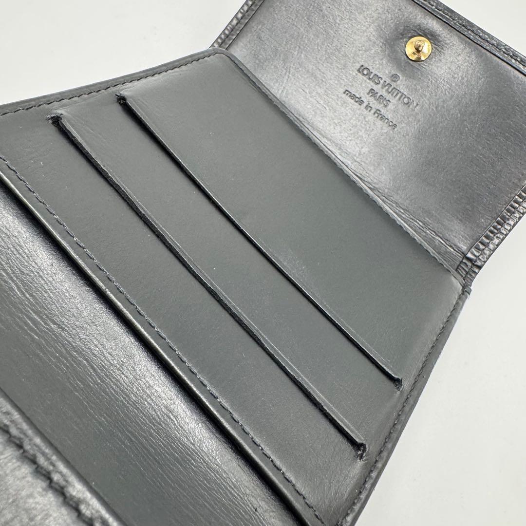 ルイ ヴィトン エピ ポルトモネ ビエ カルトクレディ レザー 3つ折財布 黒
