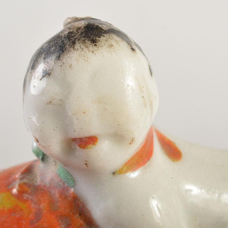 古民芸　色絵　鯛乗り童子　水滴　時代箱付　N　6771