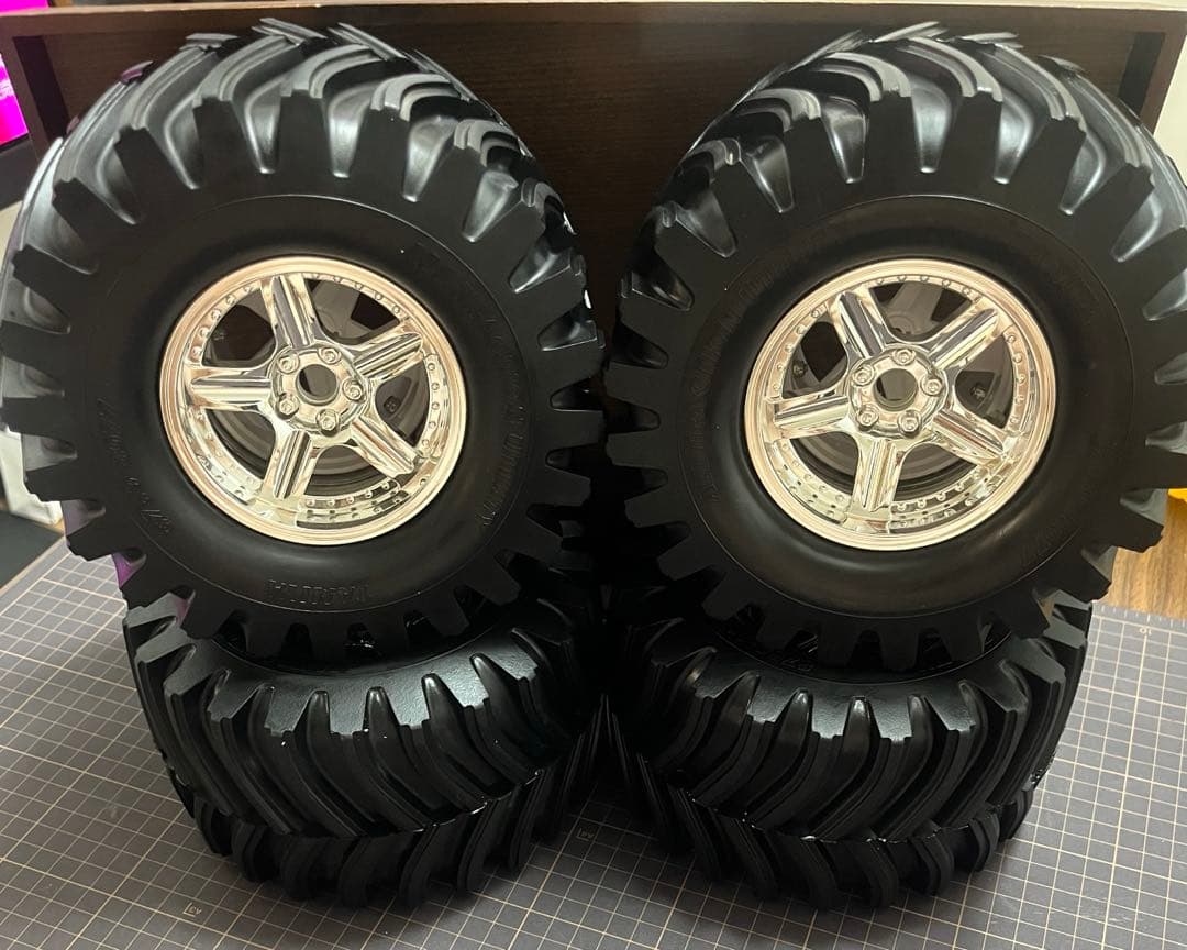 タミヤ TGM ラグタイヤ、ホイール改造 12ミリハブ仕様4本セット