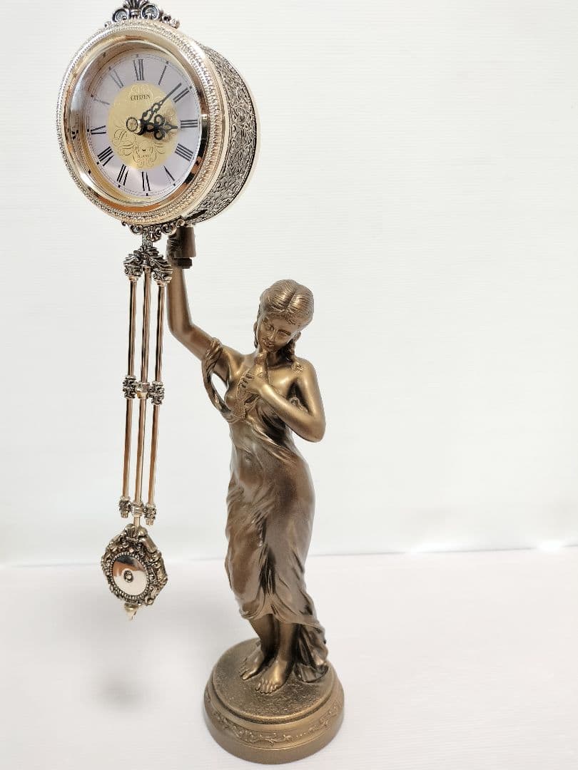 CITIZEN　シチズン　新平和の女神　振り子置き時計　金色イブシ仕上げ　像