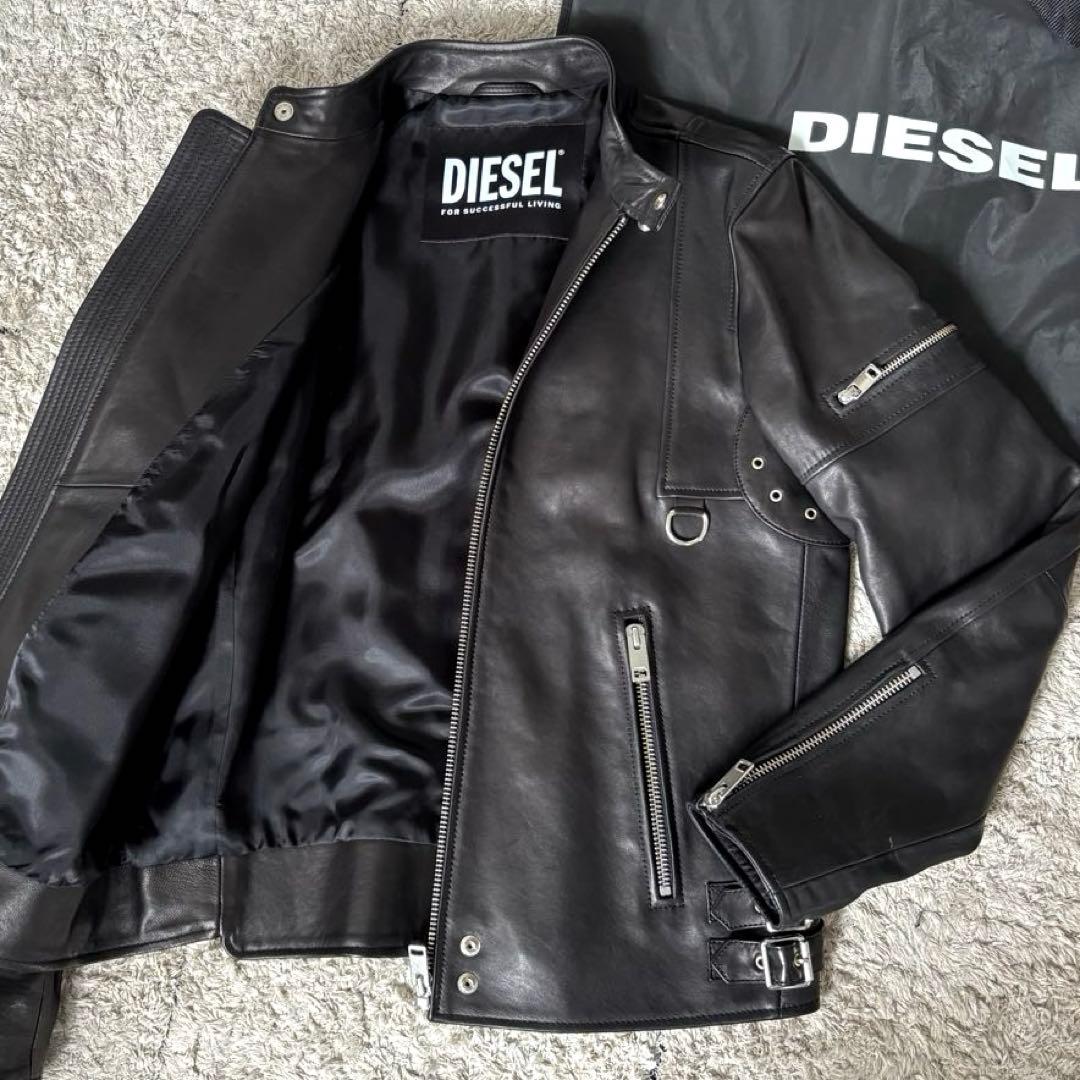 【極美品✨】ディーゼル　レザージャケット　シングル　ラムレザー　ライダース　黒