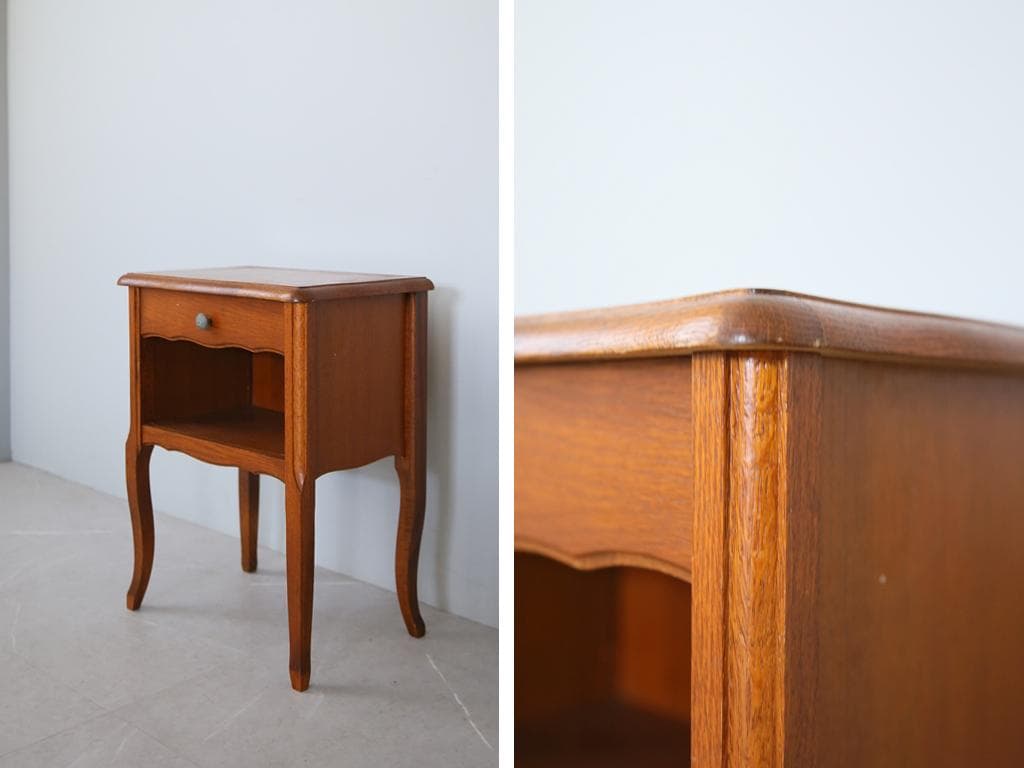 フランスアンティーク猫脚ナイトテーブル/木製キャビネット机飾り棚(82-5)