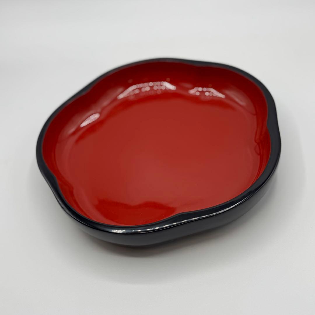 赤黒漆器 丸　梅型食器 6点セット