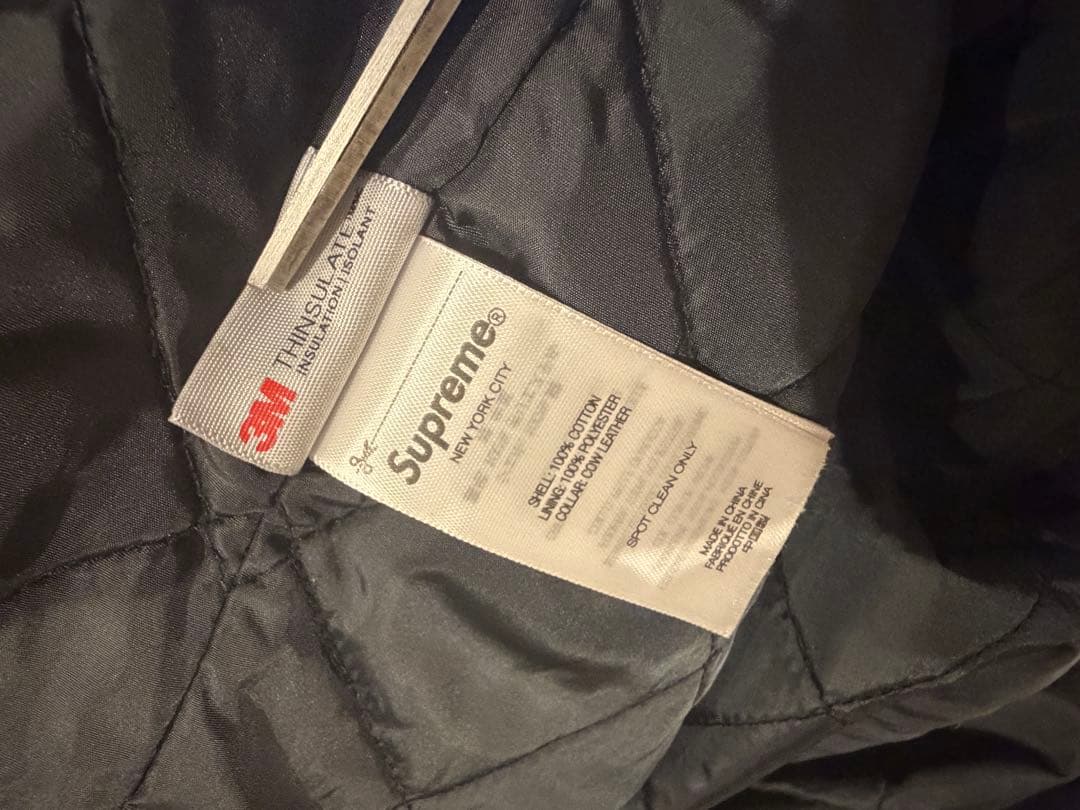 Supreme ブラック ジャンパー レザー襟