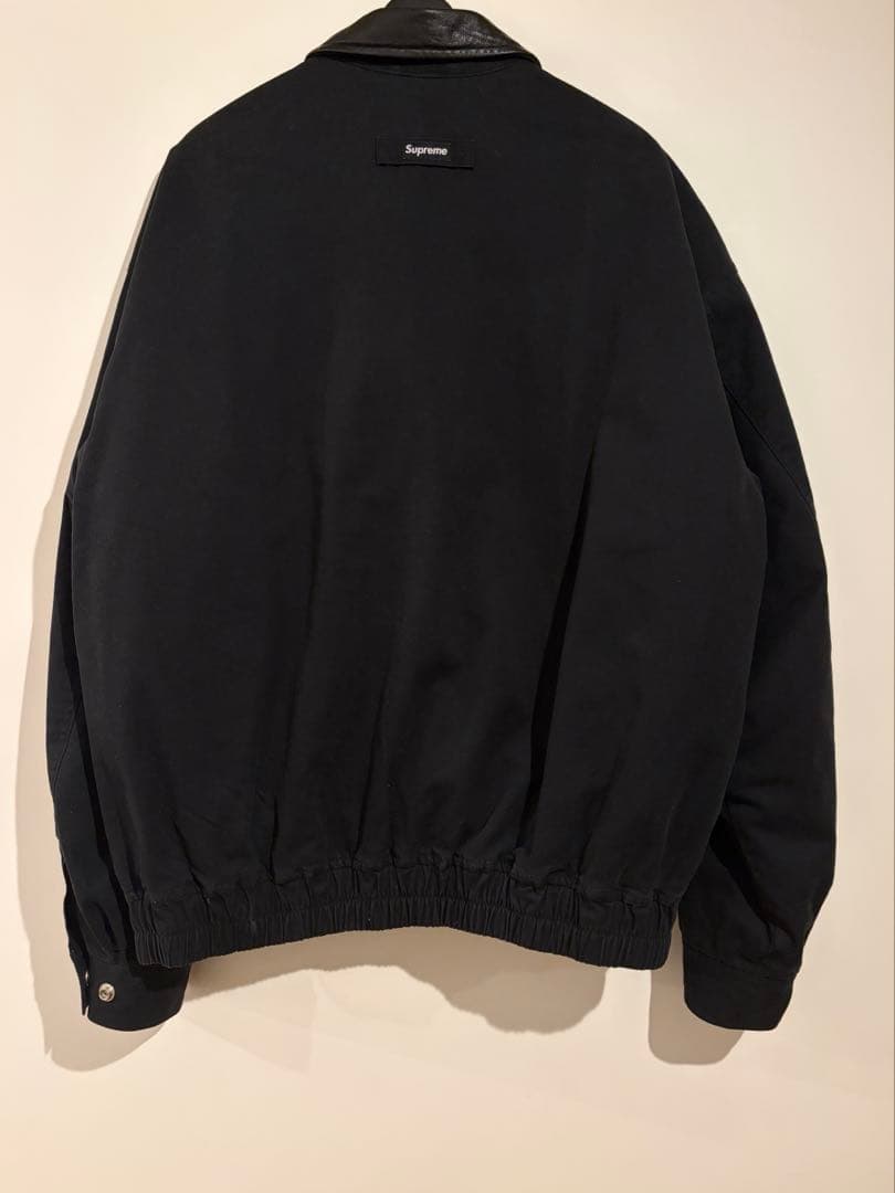 Supreme ブラック ジャンパー レザー襟