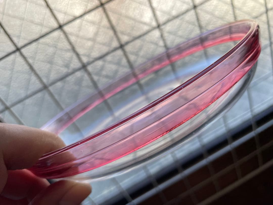 レトロ　ガラス皿【m1495 大正ガラス　明治　吹きガラス　骨董　ウランガラス】