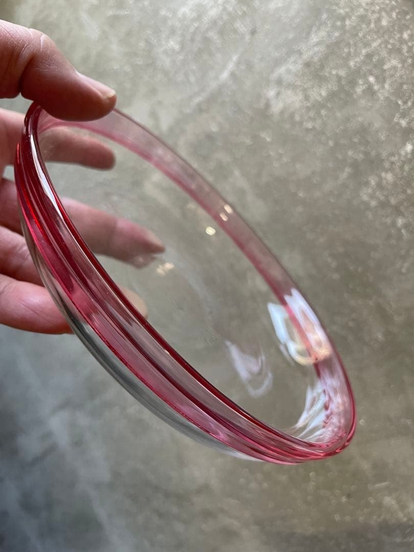 レトロ　ガラス皿【m1495 大正ガラス　明治　吹きガラス　骨董　ウランガラス】