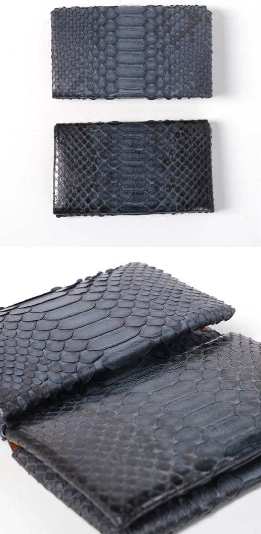 エムピウ　m+ ミッレフォッリエ　パイソン ネイビー 財布