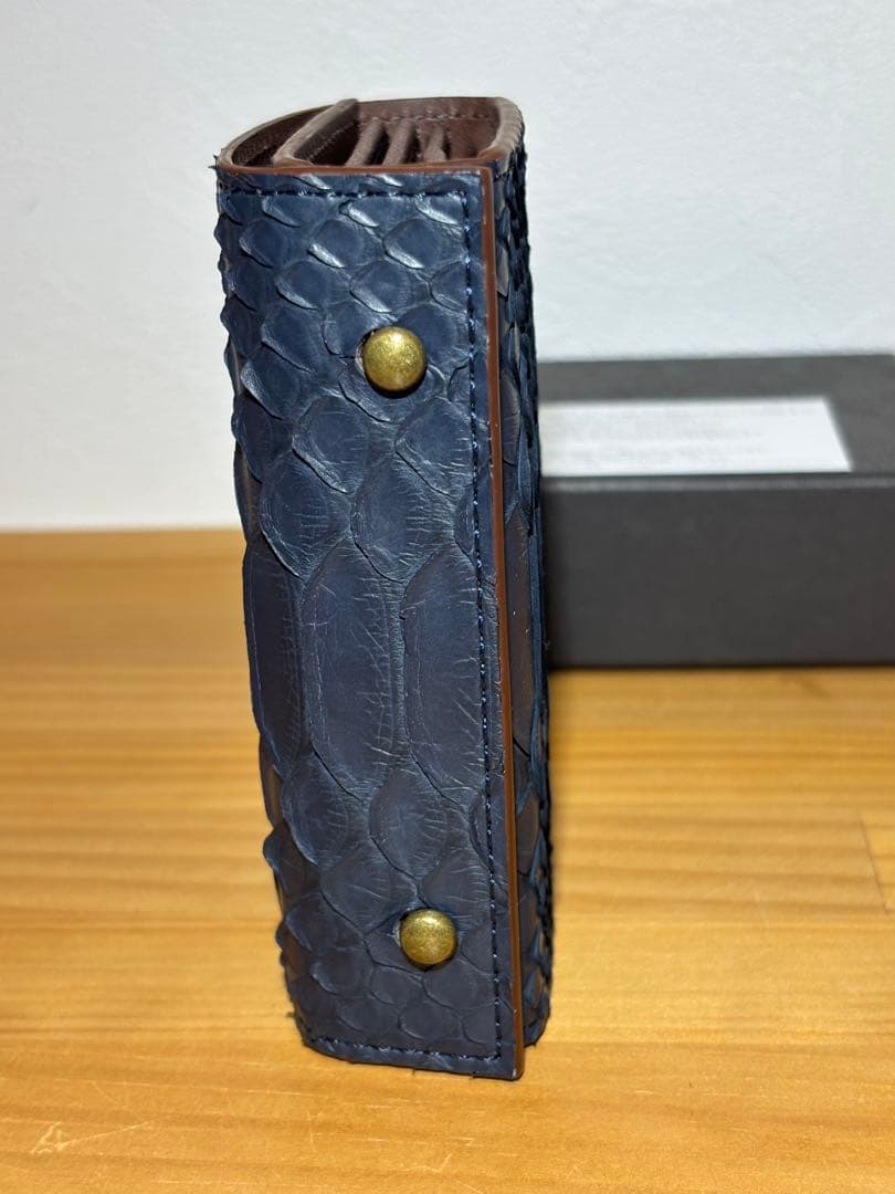 エムピウ　m+ ミッレフォッリエ　パイソン ネイビー 財布