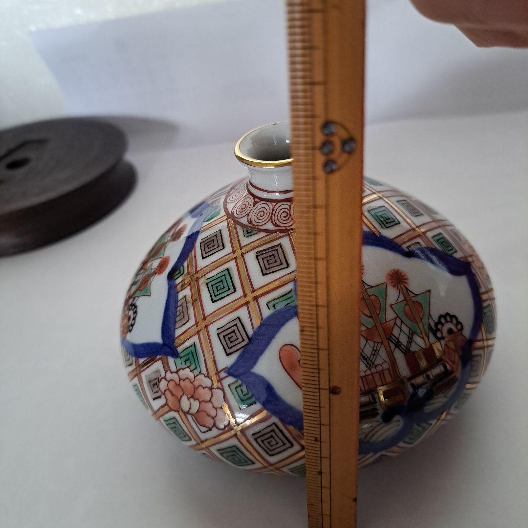 江戸中期　油壺　極上品　大型　　オランダ古船　金彩赤絵　大明盛化年