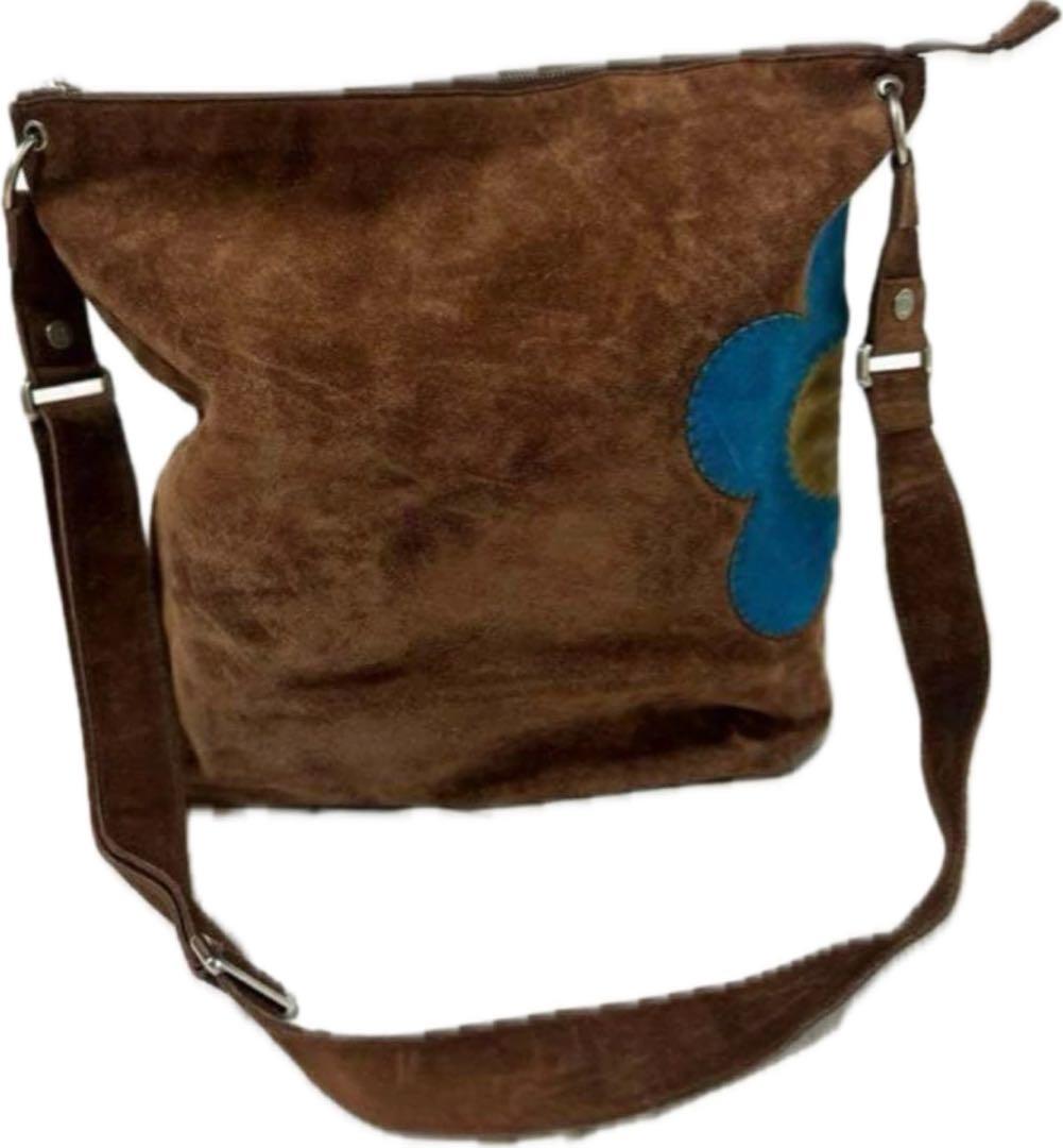 CELINE セリーヌ 総スエード フローラル ショルダーバッグ