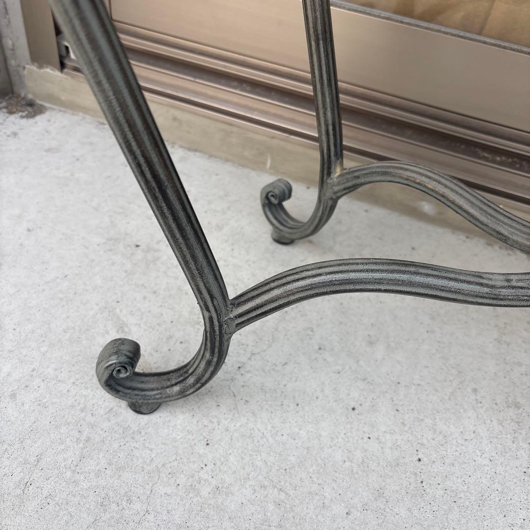 フレンチアンティーク風 ロートアイアン ファ ブリック ベンチ スツール