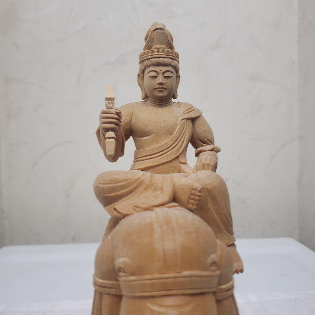 Ｂフライデー蔵出し特価ノミ跡手彫りヒバ材 帝釈天像2.2寸 総高さ約22.5cm