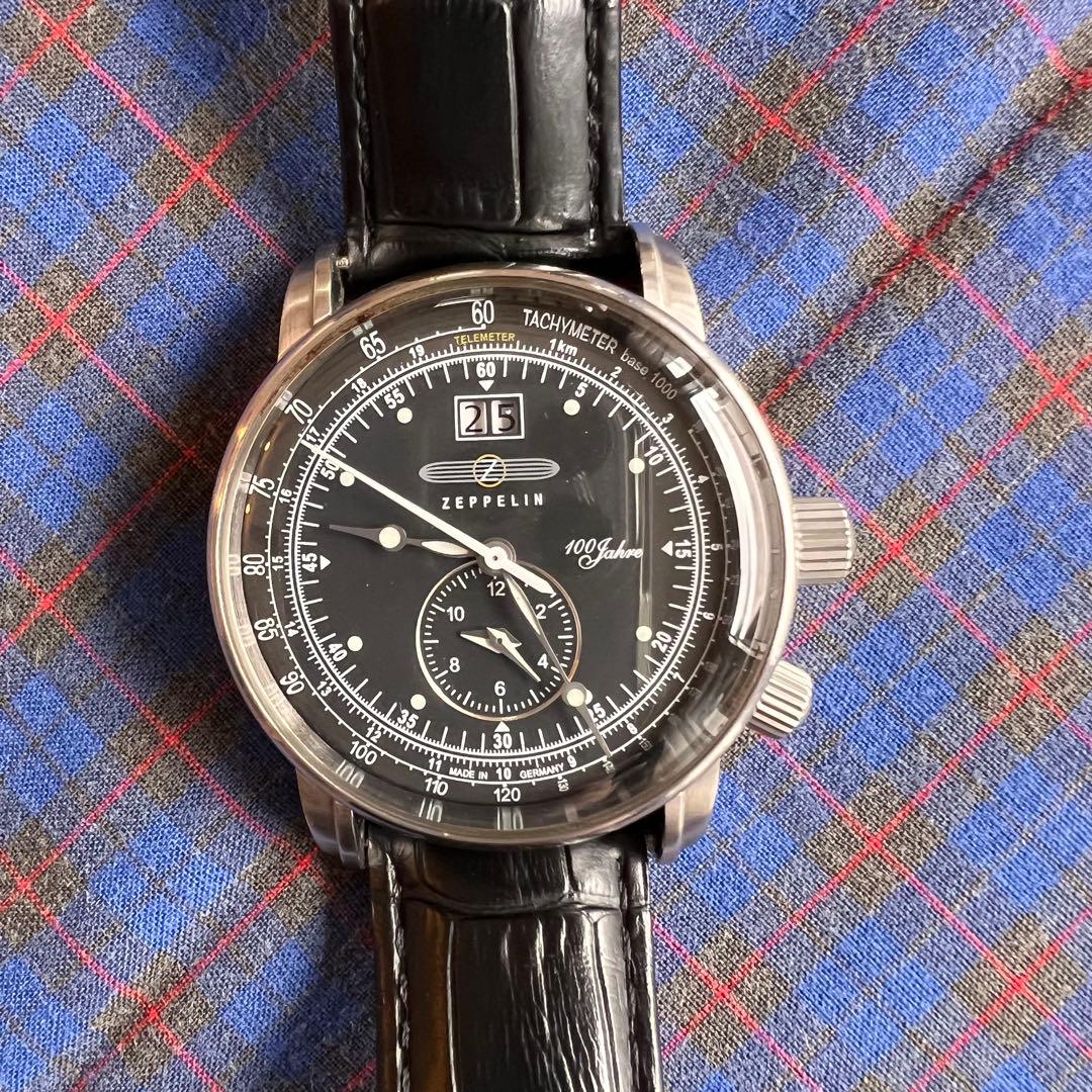 Zeppelin 100jahre デュアルタイム ブラック腕時計
