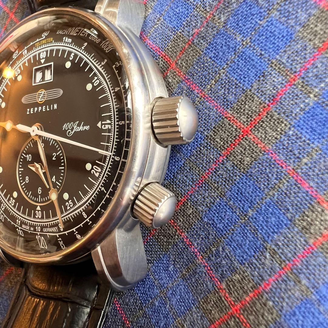 Zeppelin 100jahre デュアルタイム ブラック腕時計