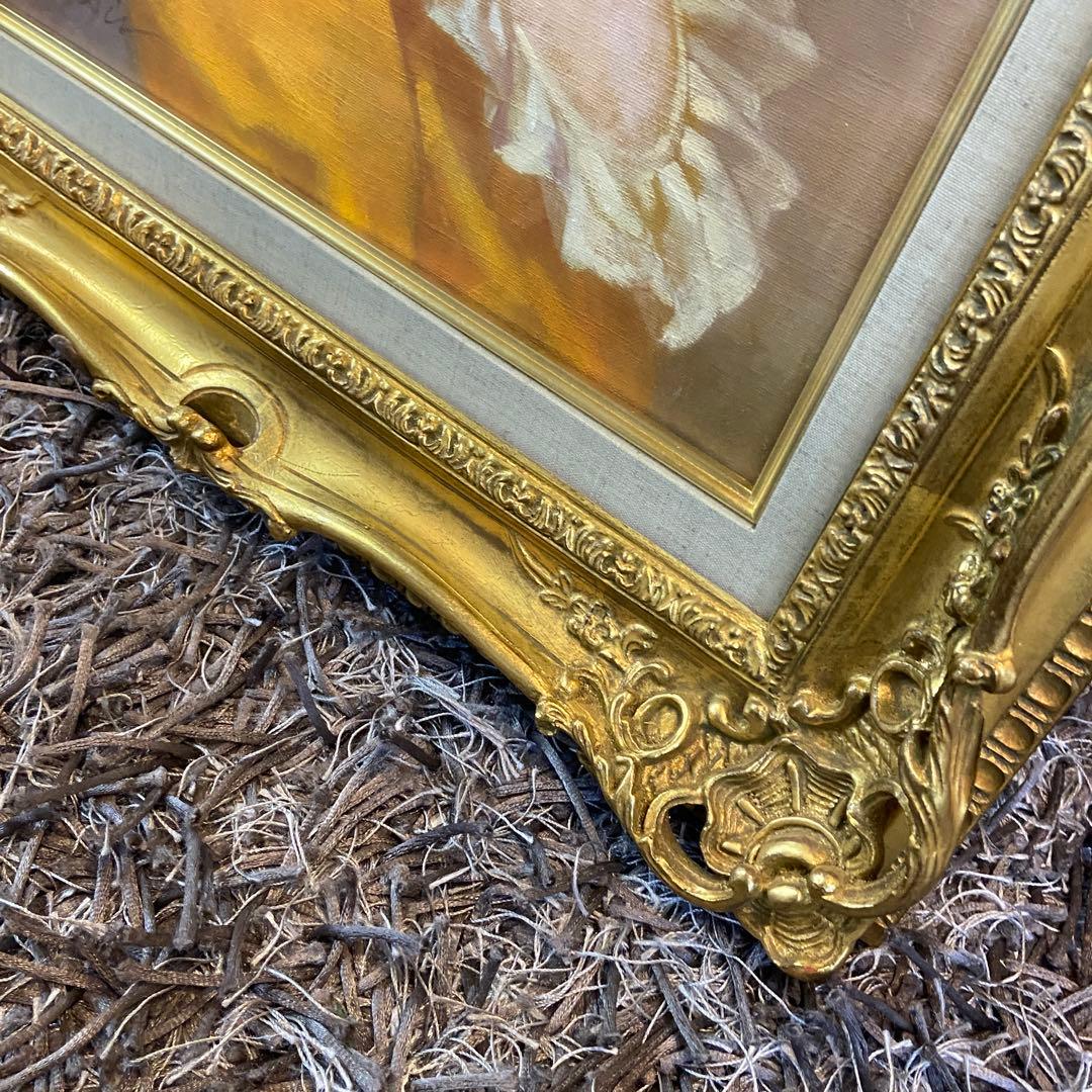 進 徹■花飾りの帽子の女性■油彩■額付絵画