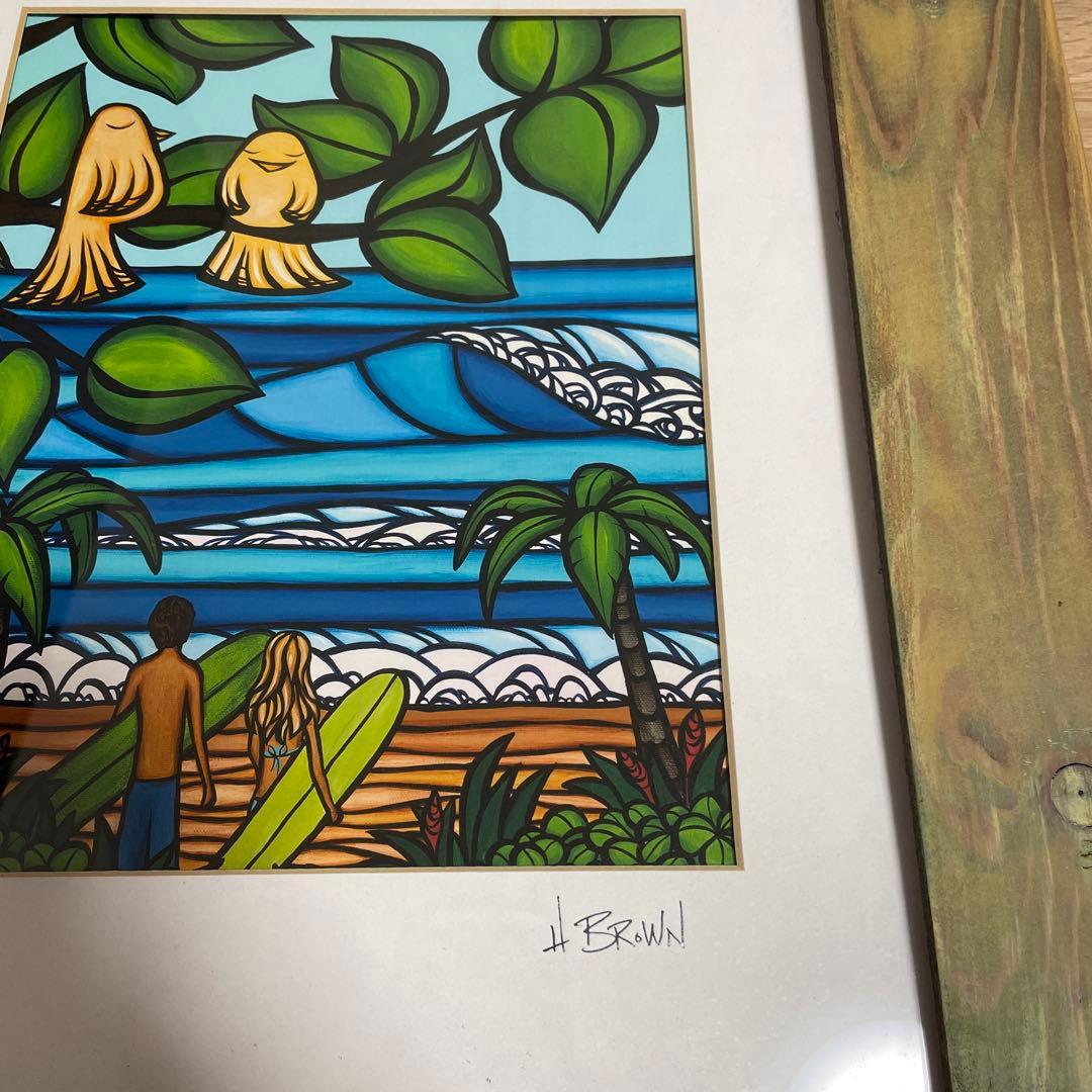 ヘザーブラウン　サーフアートフレームセット絵　純正額付き　ロンハーマン　wtw