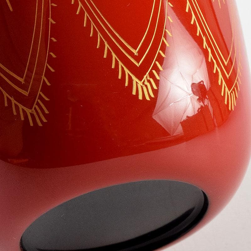 茶道具　蒔絵師　筑城筑良作　朱キンマ　中棗　共箱　V　9043