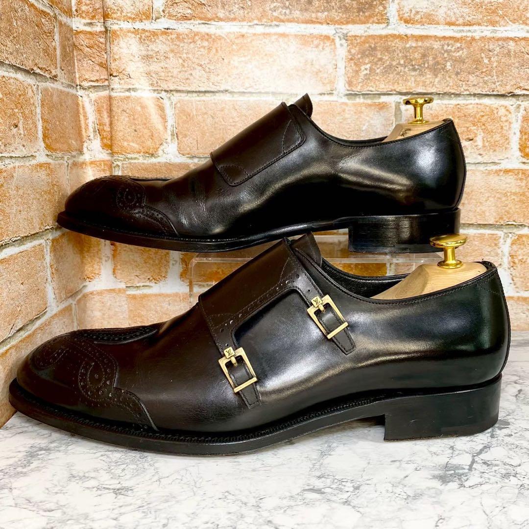 【メンズブランド革靴】ルイヴィトン 8ブラック NI0036　ダブルモンク　黒