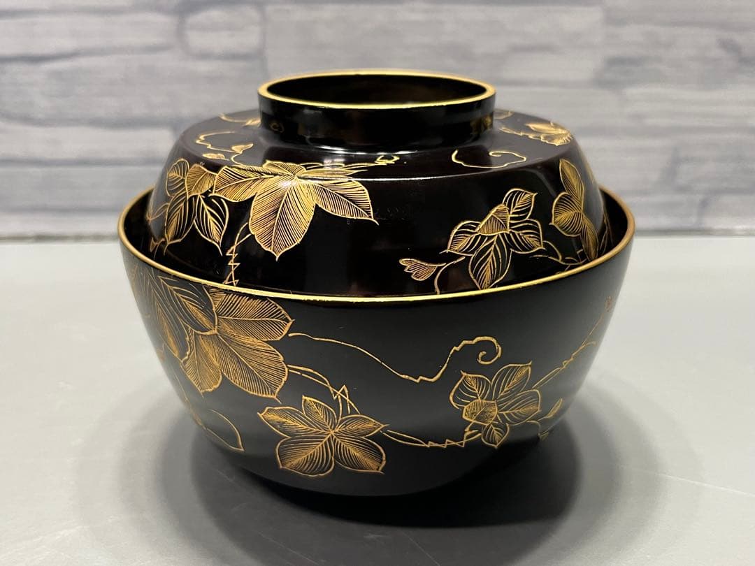 時代　極上　輪島塗　沈金蒔絵　煮椀　吸物椀　五客　木製　おすすめ品