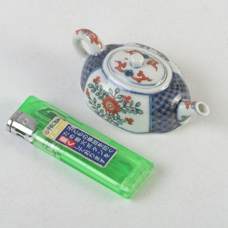 京焼　平安丹祐造　色絵　草花文　水滴　共箱　V　9686