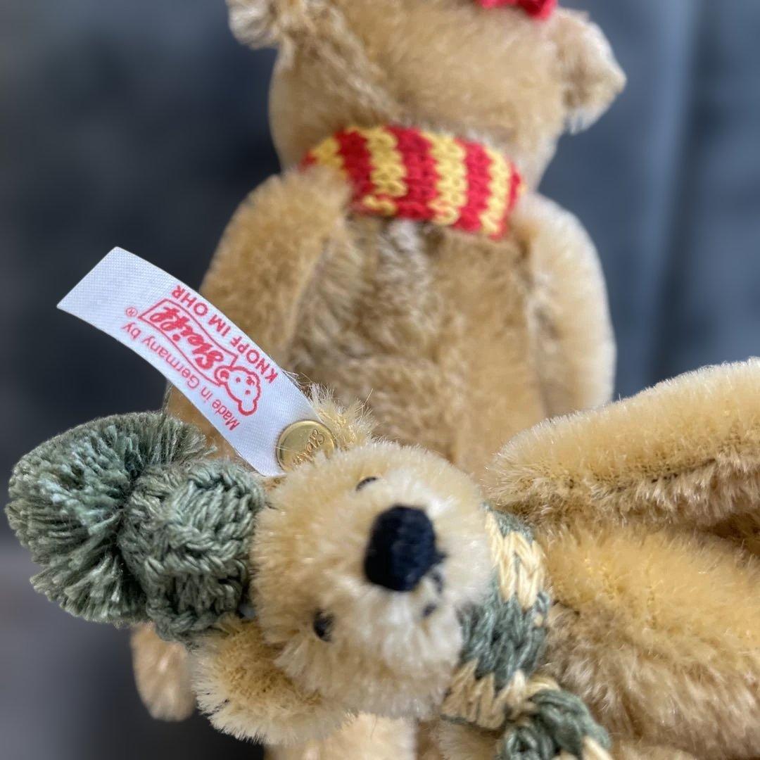 シュタイフ/Steiff◆世界限定クリスマス・ソリセット2002テディ２体セット