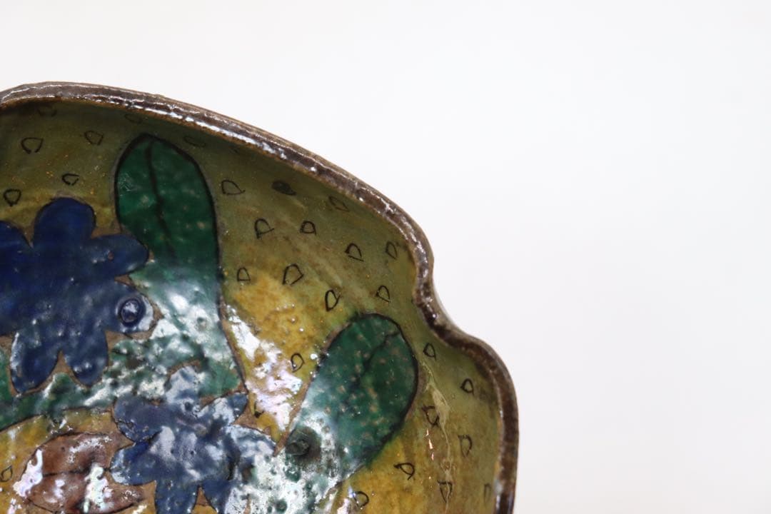 江戸　古九谷　角皿　吉田屋　木箱付　送料込み1223