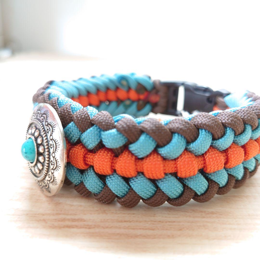 パラコード❥首輪❥太め　カッコカワイイ　コンチョ付き　№021