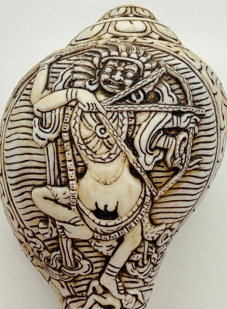 ◆チベット密教法具　法螺貝（シャンカ）クルックラー(赤ターラー)