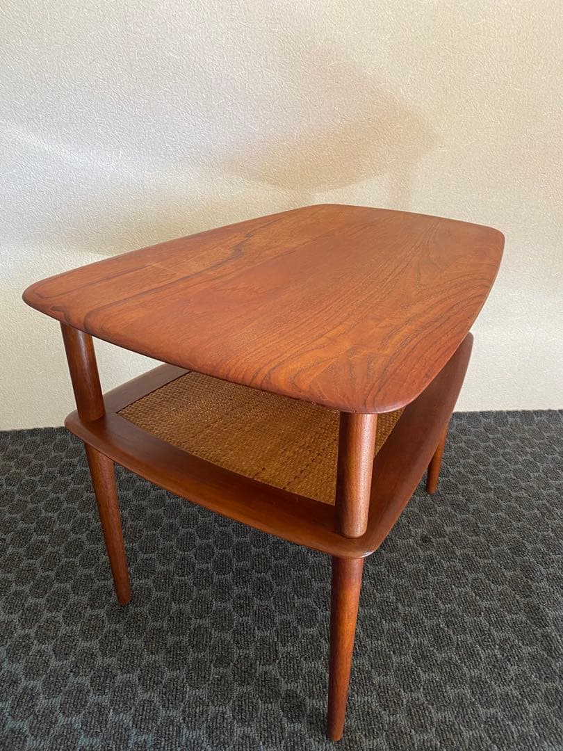 希少　デンマーク　ピーター◦ビッツ　サイドテーブル 　チーク/ラタン
