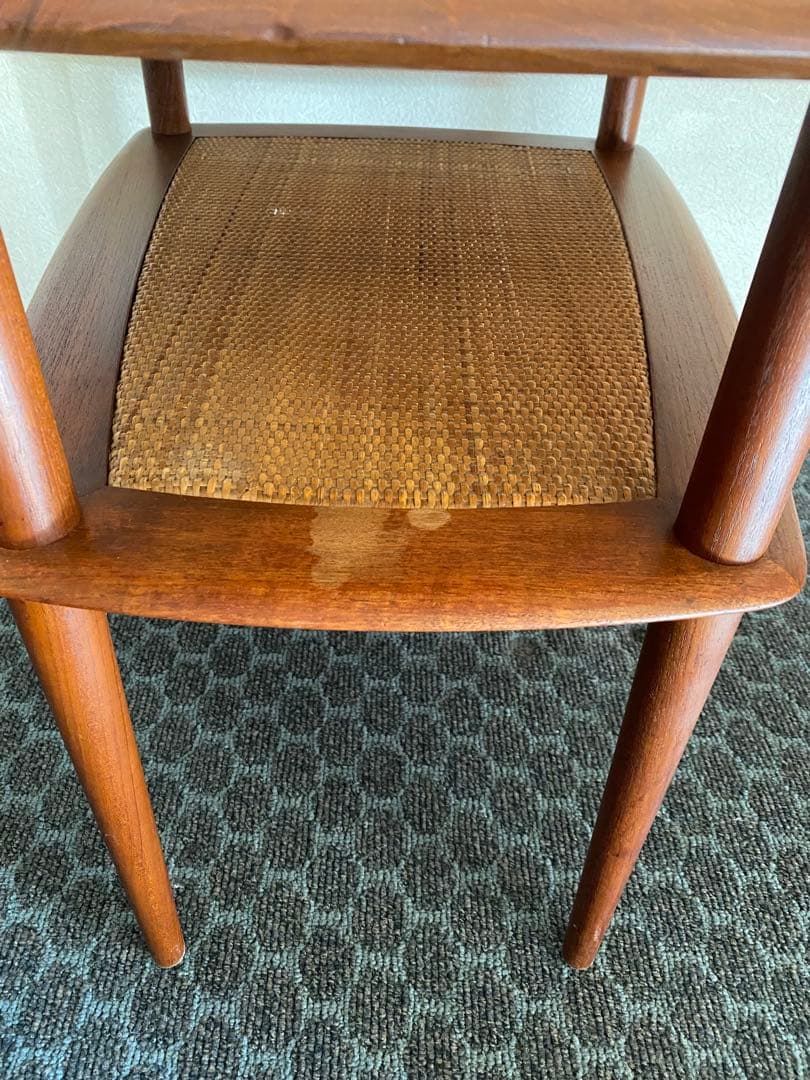 希少　デンマーク　ピーター◦ビッツ　サイドテーブル 　チーク/ラタン