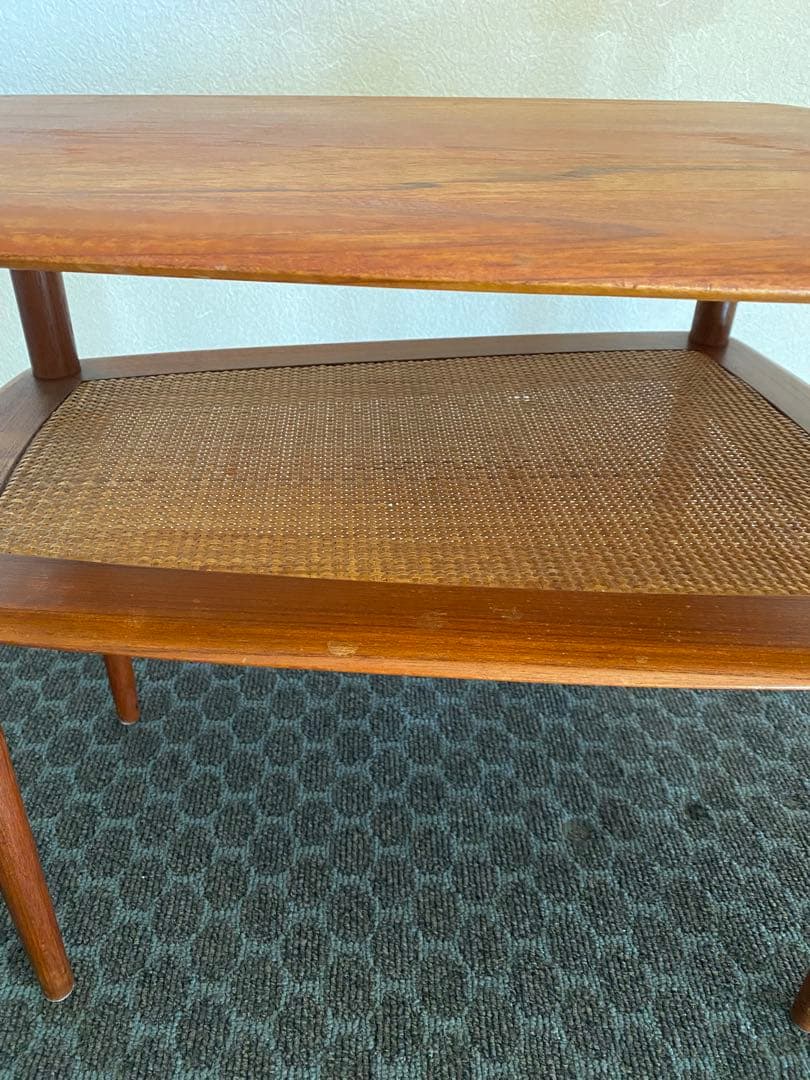 希少　デンマーク　ピーター◦ビッツ　サイドテーブル 　チーク/ラタン