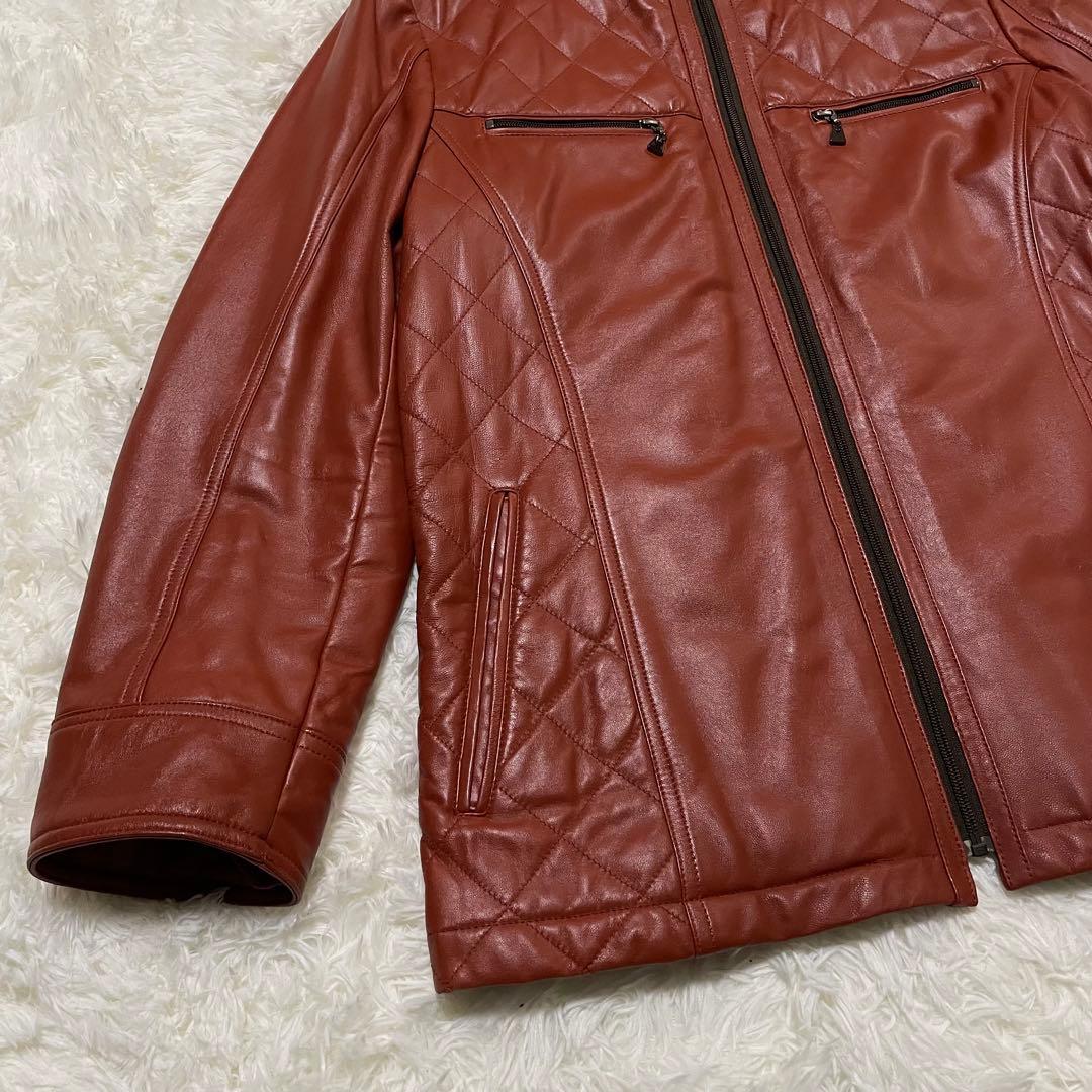 美品　バルマン　ラムレザー ジャケット　シングル　ライダース　キルティング